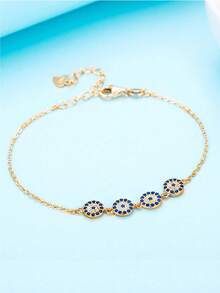 1pc Zirconia 4-Eye Evil Eye Design Bracelet - Rose Gold - View 8