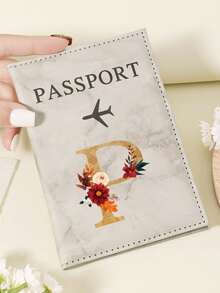 1pc A-Z 26 Letters Fashionable Letter Print Stylish Burgundy Passport Cover, Premium PU Leather Passport Wallet With Multi-Card Pockets For Credit Cards, Boarding Passes, And IDs, Compact And Portable Travel Essentials Organizer For Women, Men Graduation - Pink - View 81