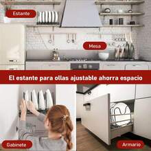 Organizador de Sartenes y Ollas 13 Capas, Organizador de Cocina, Organizador de Tapas de Ollas Expandible, Ajustables, Soporte para Placa de Tapa de Horno, para Armario, Cocina - Negro - Ver 5