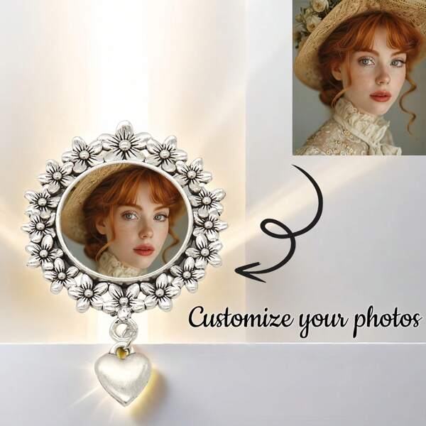 Spilla vintage personalizzata, regalo perfetto per famiglia, amici, partner, festa della mamma, festa del papà, matrimonio, disponibile in varie quantità, spilla con foto personalizzata