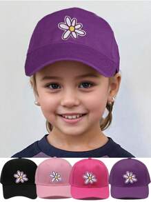 1PC Children Baseball Cap Girls Unisex Flower Embroidery Adjustable Sun Protection Snapback Hip Hop Cap Streetwear Dad Hat Bone