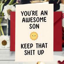 1pc, Funny Birthday Card. Son Birthday Greeting Card. Creative Little Sun Pattern Embellishment Design. Suitable For Birthday Party, Perfect Birthday Greeting Card For Son (12cm/4.7inx17cm/6.7in) - Multicolor - View 10