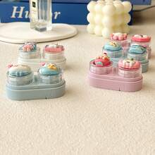 XIANG YU Cute 3D Cartoon Cat Contact Lens Case, Unique Portable Drawer-Style Cosmetic Lens Box, Compact Companion Case.Pink