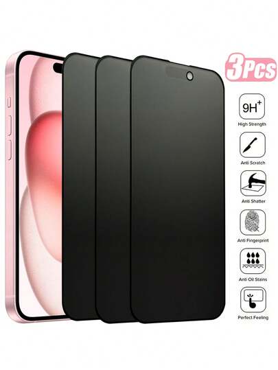 3pcs Compatible With IPhone 13/14/15/16/11/12/XR 6.1 Inch Screen, Anti-Peeping Anti-Glare Eye Protection Scratch-Resistant Tempered Glass Film, Full Coverage, Smooth And Sensitive Touch, Ideal Gift For Family And Friends. Anti-Peeping, Anti-Shock, Anti-Drop, Anti-Fingerprint.