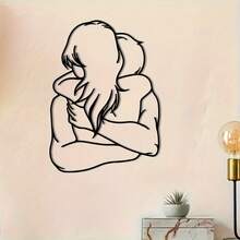 1 件金属情侣拥抱轮廓墙艺术，黑色室内/室外墙壁装饰雕塑，适用于家庭办公室，易于安装，适合卧室、客厅、圣诞节和情人节礼物 - 黑色 - 查看 4