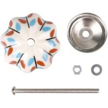 6 pezzi maniglie vintage, maniglie colorate a forma di zucca in ceramica dipinta a mano con motivi floreali, maniglie per armadi, maniglie per guardaroba, maniglie per armadi, maniglie per cassetti, colori misti