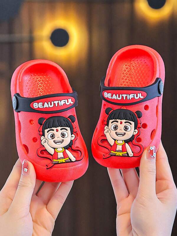 Toddler Anti-Slip Indoor Step Shoes, Cute Cartoon Nezha Soft Sole Breathable Sandals For Infants & Babies, Summer
