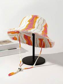 1pc Women's Drawstring Frayed Bucket Sun Hat, Soft Fabric, Windproof, Sunshade, Outdoor Fashion, Gift - Multicolor - View 26