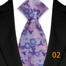 GOADAFOO 时尚 8CM 男士领带紫色条纹花卉格子圆点领带男士新郎提花编织领带适合商务婚礼派对