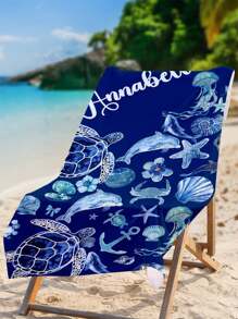 1pc Customized Pink Castle Text Personalized Beach Towel, Custom Pattern And Name Printed Bath Towel, Customized Pool Towel With Name, Beach Blanket For Outdoor, Birthday Holiday Gift For Dad, Mom, Family, Boyfriend, Girlfriend Bathroom Decor Summer Travel Essentials Travel Accessories Beach Essentials