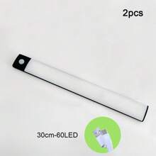 2pcs/Pack Motion Sensor Under Cabinet Light, LED Closet Lights , 3 Color Dimmable Magnetic USB Rechargeable For Kitchen Wardrobe Closets Counter Cupboard Stairs Corridor Shelf