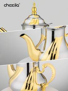 choxila 1pc Arabic Style Stainless Steel Teapot, Traditional Religious Style Teapot Back To School - Coffee Maker - View 5