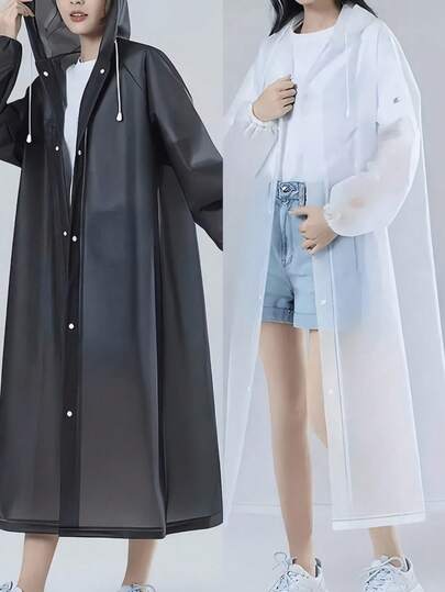 1/2 peças de capa de chuva longa EVA unissex, capa de chuva espessa à prova d'água, capa de chuva com capuz para mulheres e homens, à prova d'água, à prova de vento, de secagem rápida e respirável - ideal para ciclismo, caminhadas e aventuras ao ar livre, material de volta às aulas