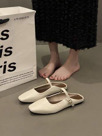 2025 Spring/Autumn Women Square Toe Mary Jane Flats, French Style Casual Non-Slip Comfortable Shoes