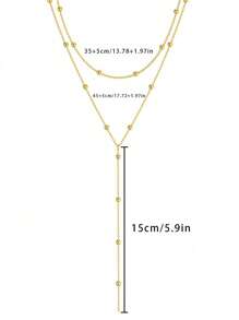 1 Stück Edelstahl Doppelschicht Halskette lange Anhänger Kette Schmuck Y-förmige Kette mit runder Kugelanhänger Doppelkette Halskette für Frauen Alltags-Tragen
