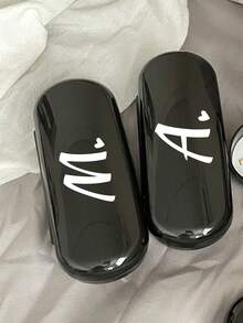 1pc Creamy/Monet-Style Solid Color Glasses Case, New And Simple Design, Convenient And Portable With Waterproof And Dustproof Function (Small Size, Made Of Plastic Material) Initial Glasses Case Hard Shell A-Z Letter Heart Prints Eyeglass Case Holiday Essentials Holiday Travel Travel Essentials Travel Bag Travel Accessories - Black - View 10