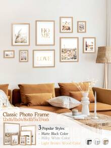 1pc Classic - Style Picture Frame In 5 Sizes (12x16, 11x14, 8x10, 5x7, 4x6 Inches) And 3 Elegant Colors (Matte Black, Milky White, Light Brown Wood - Toned) - Ideal For Living Room, Bedroom & Study Decor - Multicolor - View 11