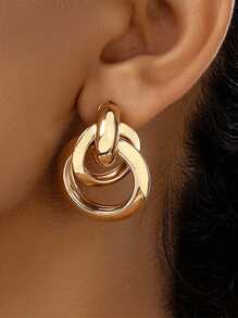 1 par de aretes geométricos circulares personalizados, de moda, frescos y de estilo minimalista, adecuados para el tránsito diario