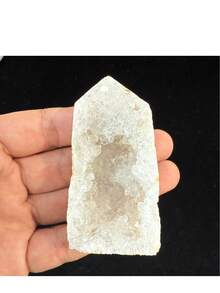 1pc White Quartz Geode Towers, Raw Quartz Clusters, Crystal Tower Point,Raw Geodes, Crystal Collector, Sparkling Geode Home Decor,Crystal Gift - White - View 9