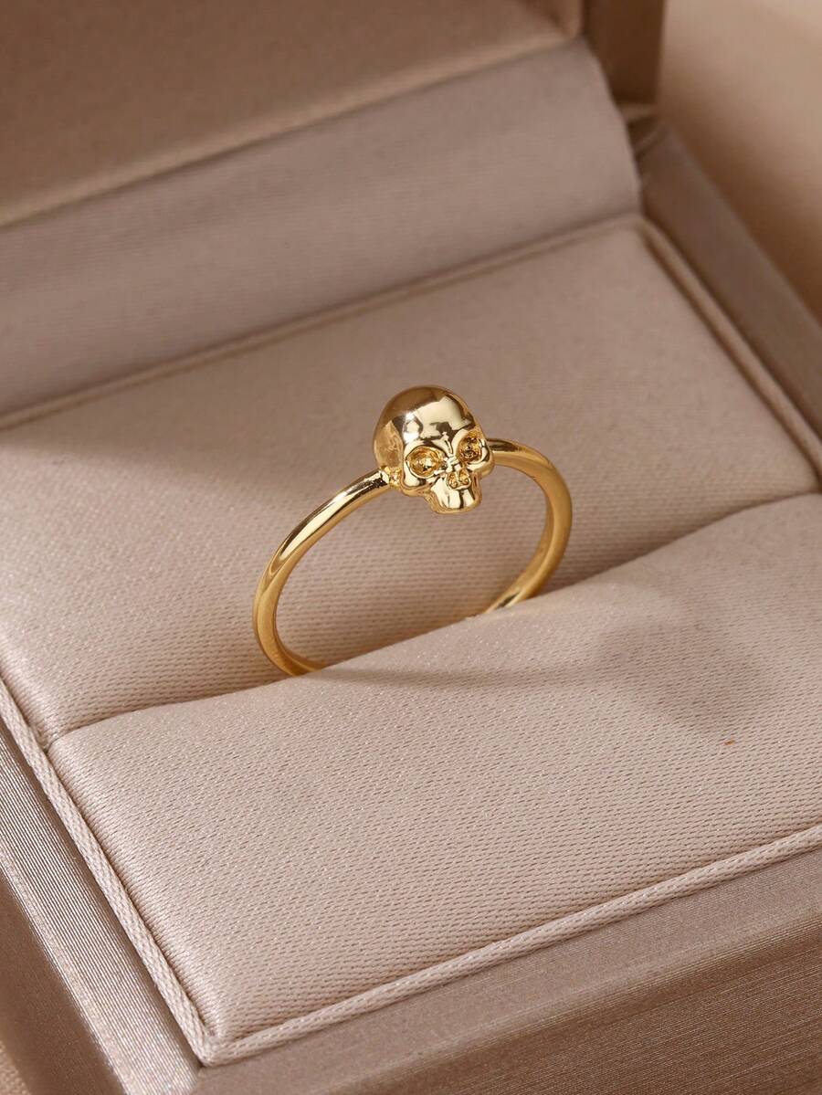 1PC Gothic Tiny Skull Head Ring Unisex Finger Ring Halloween Christmas Gift Fashion Jewelry Accessories