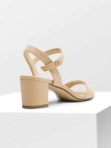 Women's Low Block Heel Sandals With Buckle - 杏色 - 查看 7