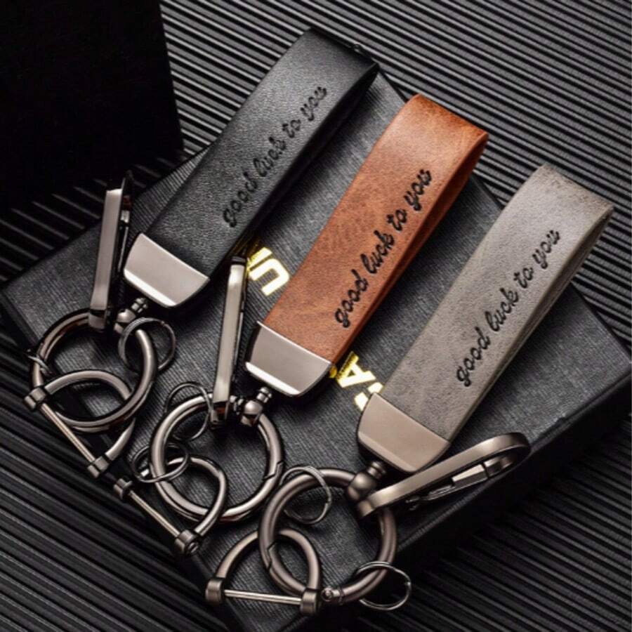 1pc Car Keychain Bull Leather Keychain Ring With Metal Lock Key Ring Luxury Gift For Relatives, Leaders, Boyfriends, Etc.