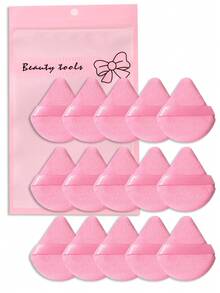 15pcs Triangle Flocked Makeup Sponge With PVC Bag, Soft & Fluffy Texture, Suitable For Face & Body Powder Puff, Makeup Beauty Tool Set - Multicolor - View 8