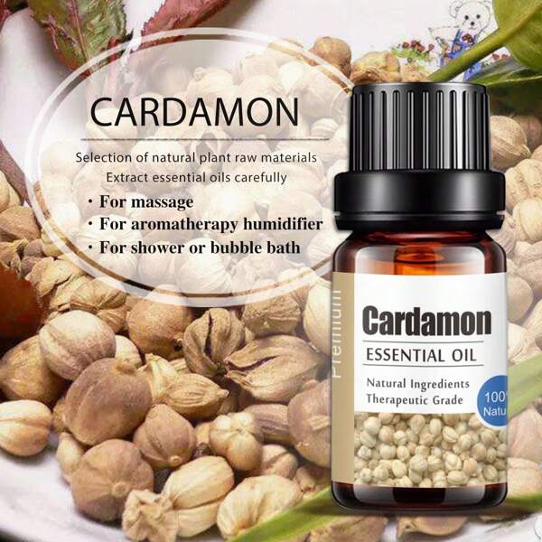 1 botella de Aceite Esencial de Cardamomo Aromático KANHO de 10ml 0.33fl.Oz, selección de ingredientes naturales de materias primas vegetales naturales, agrega fragancia para difusores, humidificadores, regalo para amigos KH-040
