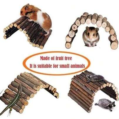 Reptile And Bird Climbing Swing Habitat, Hamster Toy Hideout Wooden Ladder Bridge, Tank Gecko Bamboo Ladder Fitness Gym, Suitable For: Lizards - Parrots - Guinea Pigs Chinchillas And Ferrets, Etc