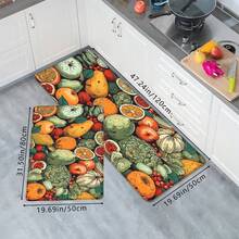 1pc/3pcs Summer Cartoon Fruit & Vegetable Print Decorative Floor Mat, Fresh Anti-Fatigue Soft Non-Slip Absorbent Washable Kitchen Rug, Rectangular Low Pile Home Decor Carpet, Suitable For Bathroom, Bedroom, Kitchen, Laundry Room - Multicolor - View 2