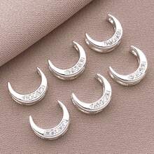 2/4/6pcs Real 18K Gold Plated Brass Moon Beads Zirconia Moon Frame Beads Moon Shape Spacer Beads For DIY Bracelet Necklace Earring Jewelry Making
