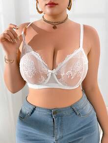 Plus Size Women Padded Underwire Front Close Bra - White - View 2