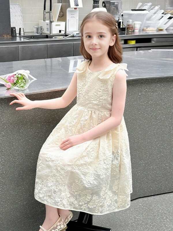 Tween Girls' Fashion Sleeveless Bowknot Dress For Summer