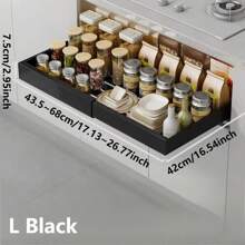 1pc Pull Out Shelf Rack, Kitchen Cabinet Under Sink Adjustable Spice Jars Drawer Basket Organizer, Kitchen Storage Utensils, Room Decoration, Suitable For Kitchen, Restaurant, Party, Camping, Outdoor, Gathering, Gift For Friends, Family Gift