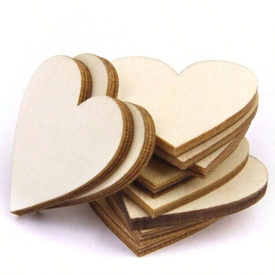 1pc 40mm Wooden Heart Shape Embellishment For Crafts Wedding Decoration - as the picture - View 1