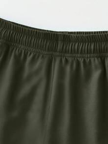 1pc Teen & Boys' Casual Sports Fashion Versatile Solid Color Shorts, Summer - Army Green - View 5