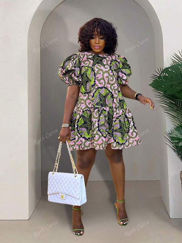 Women's Plus Size Cute Summer Dresses Floral Print Dress Casual Summer Dress