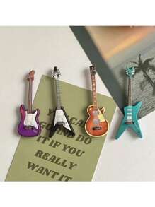 1pc Mini Wooden Electric Guitar Model Fridge Magnet, Popular Guitar Fridge Decor, Whiteboard Magnets, Cute Office Kitchen Magnets, Kitchen Utensils, Home Decor Fridge Magnets, Perfect Gift For Music Lovers, Halloween, Gifts Birthday Graduation