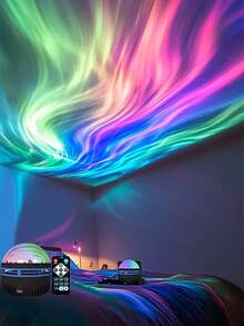 1pc LED Smart Portable ABS Material Aurora Borealis Atmosphere Projector RGB Remote Control, Galaxy Star Projector, Bedroom Night Light Projector, Star Projector, Suitable For Bedroom, Living Room Party, Wedding Decoration, Magical Projector Gift, Holiday Atmosphere, Home Decoration. - Northern Lights - View 5