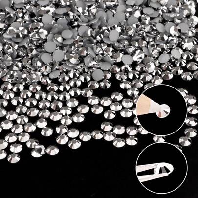500pcs/1000pcs Resin DIY Jelly Flatback Rhinestones Mini Round Gems, Jewelry Decoration Crystals For Phone Case, Shoes, Clothing, 2mm/3mm/4mm/5mm/6mm