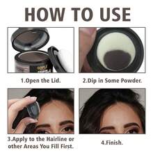 Goiple 5g Polvo fijador para la línea del cabello, resistente al agua, cobertura instantánea, ocultador de raíces, reparación de peluca de encaje, adecuado para rellenar sienes, cejas, barba, malla de peluca y frente, herramienta de maquillaje para mejorar el ocultador de bordes, incluye espejo pequeño, borla esponjosa y pincel para la línea del cabello. - Negro - Ver 12