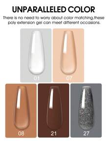 peacecolor 5Colors Poly Nail Gel 16ML Kit With Mini UV/LED Nail Lamp, Brown And Black Glitter Poly Extension Gel Polish & 30ML Nail Cleaner Slip Solution, 50PCS Nail Form, Multicolor Nail Rhinestone, 8ML Base And Top Coat. Builder Nail Gel Set Nail Supplies Extension Tool For Women Nail DIY Ideal Gift