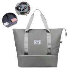 Bolsa de viaje plegable de gran capacidad para mujer, bolso de hombro portátil para ejerciciO, MULTIFUNCIONAL de gran capacidad. - Gris - Ver 4