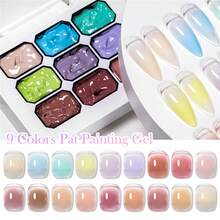 MEET ACROSS 9 Colors Dotting Gel Nail Polish, Macaron Candy Colors Dotting Gel, High Saturation Popular Semi-Solid Nail Gel Polish, Salon Exclusive - 彩色 - 查看 3