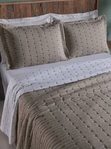 200 Thread Count Double-Sided Bedspread, Double/Queen/King/Single, Embroidered, 3-Piece Luxury Decor - 榛子 - 查看 6