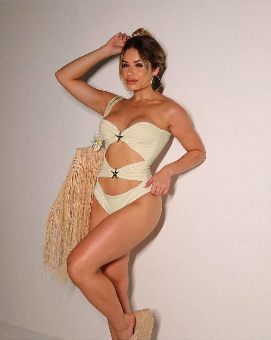 Body Maiô Feminino Praia Engana Mamae Liso Estrela Forrado - Branco - Visão 1