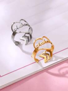 1Pc Anel de nome em forma de coração personalizado, anel de nome personalizado, anel de coração, acessórios de moda para noivado e casamento, presentes de dia dos namorados