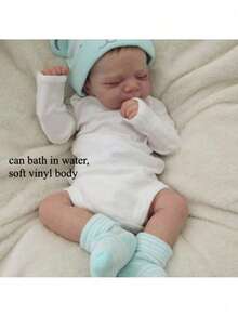 48 CM Full Body Soft Vinyl Reborn Baby Girl Doll With 3D-Paint Skin And Visible Veins, 19 Inch Realistic Sleeping Bebe Newborn Bathe Toy For Children Birthday Gift (Some Parts Random, Including Pacifier, Bottle, Diaper, Hat And Clothes Set) - Full Body Vinyl Doll - View 3