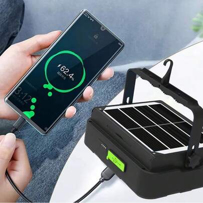 Luz LED Solar Portátil 150W/200W con Batería 8000mAh - Impermeable para Exteriores y Emergencias (Carga Solar/USB, 20H Duración, 3 Modos de Iluminación)