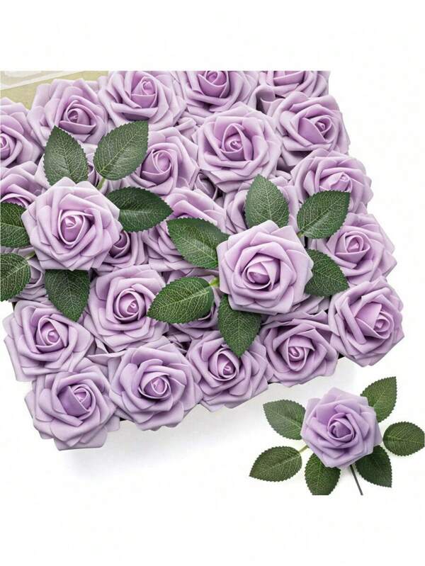 Bulk Deep Red Foam Rose With Stem, Real Touch Artificial Roses For DIY Crafts, Wedding Bridal Bouquet, Party Home Decor